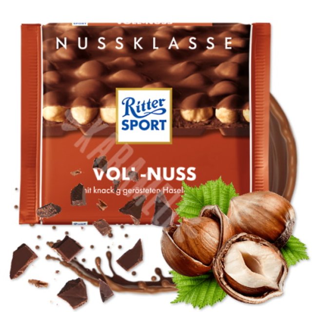 Chocolate Ritter Sport - Voll Nuss Haselnussen - Importado Alemanha