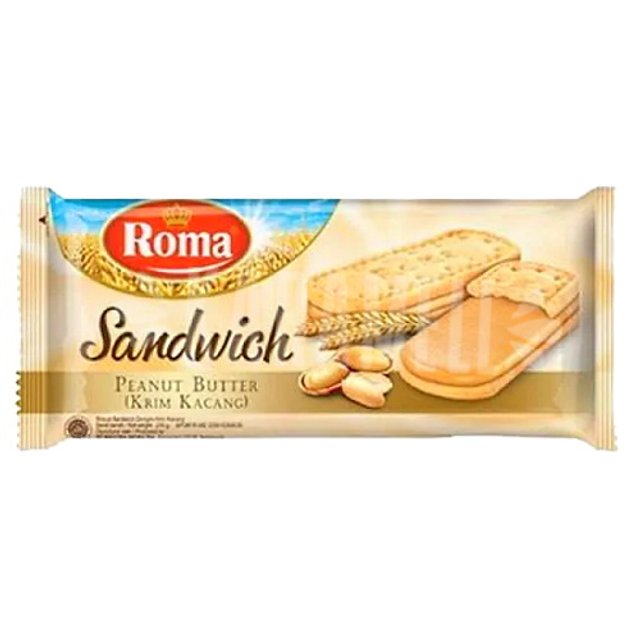 Biscoito Roma Sandwich Peanut Butter - Importado Indonésia