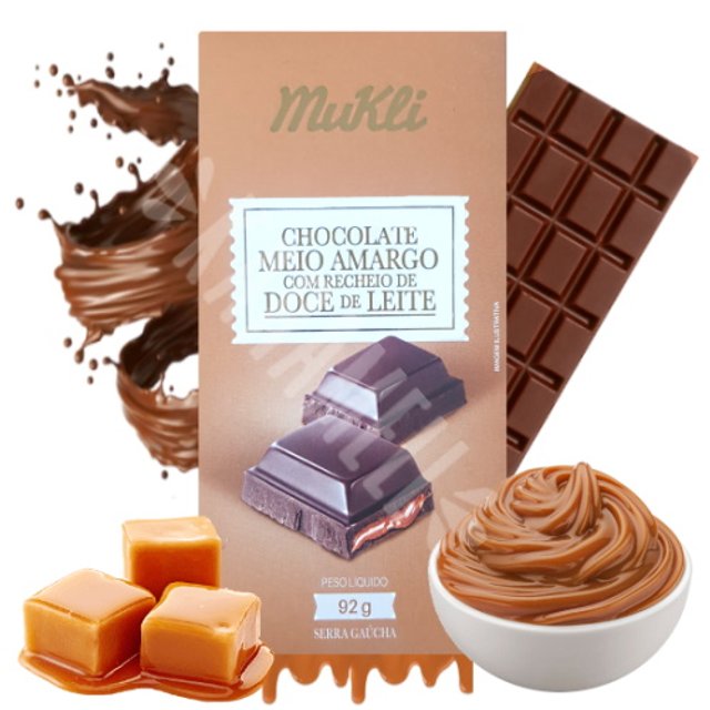Chocolate Meio Amargo Recheio Doce de Leite - Mukli 