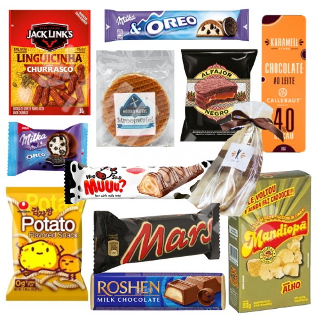 Kit Box 12 Guloseimas Importadas Variadas Chocolates & Snacks