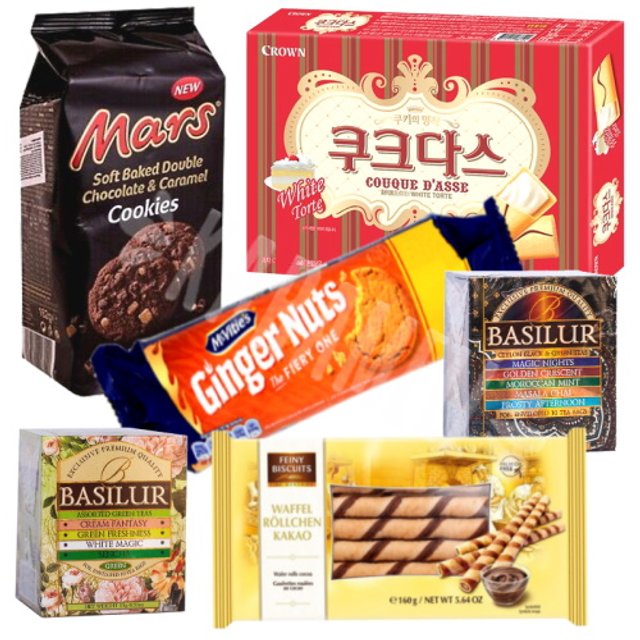 Kit Box Five o Ckock Tea - Chás e Biscoitos - 6 Itens Importados