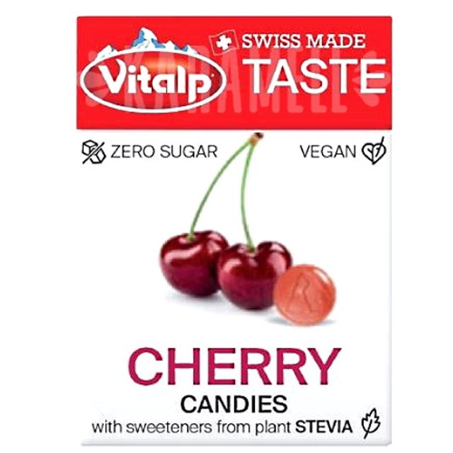 Balas Zero Sugar Cherry Candies - Vitalp - Importado Suíça