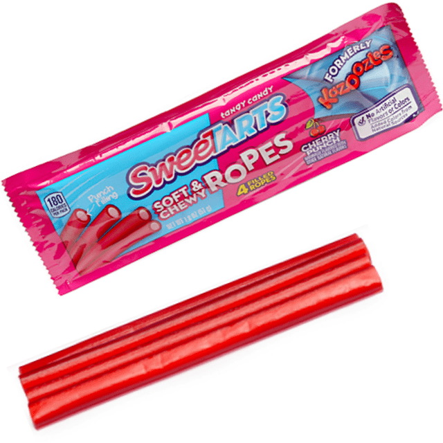 SweeTarts Soft & Chewy Ropes Kazzozles - Tubos Ácidos de Cereja - Importado dos Estados Unidos