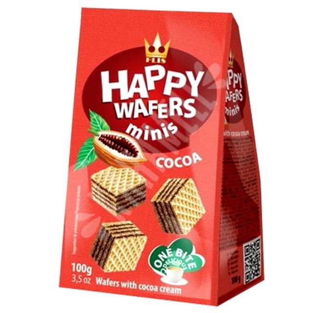 Biscoitos Wafers Minis Cocoa - Happy - Importado Polônia