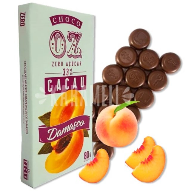 Chocolate 33% Cacau Zero Açúcar Damasco - Choco Oz