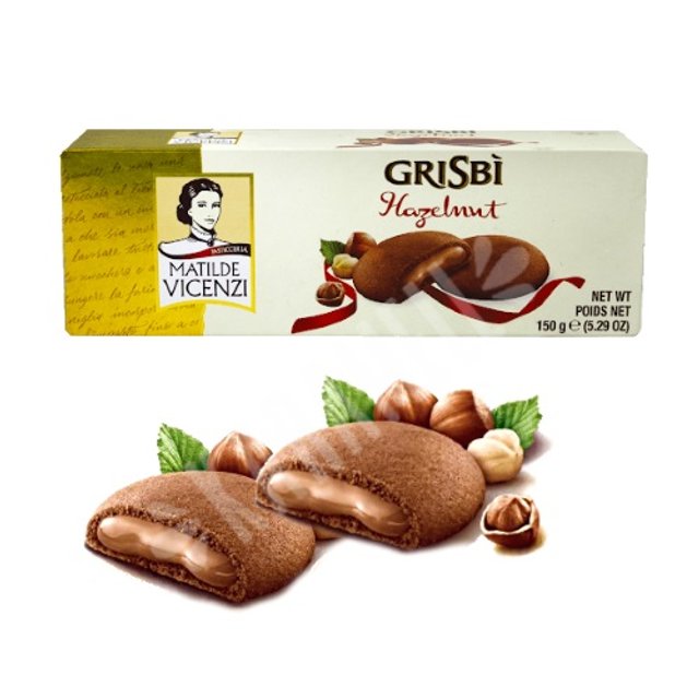 Biscoito Recheado Creme Avelã - Grisbi Halzelnut - Importado Itália
