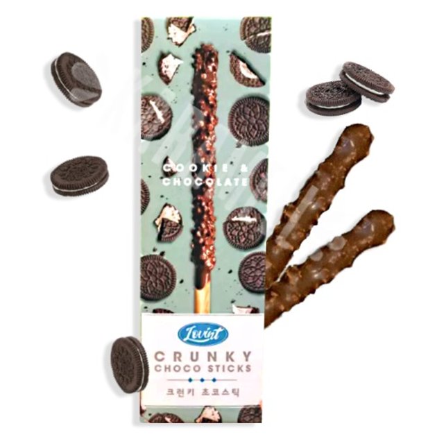 Biscoito tipo Sticks Coberto Chocolate e Cookies - Lovint - Coréia