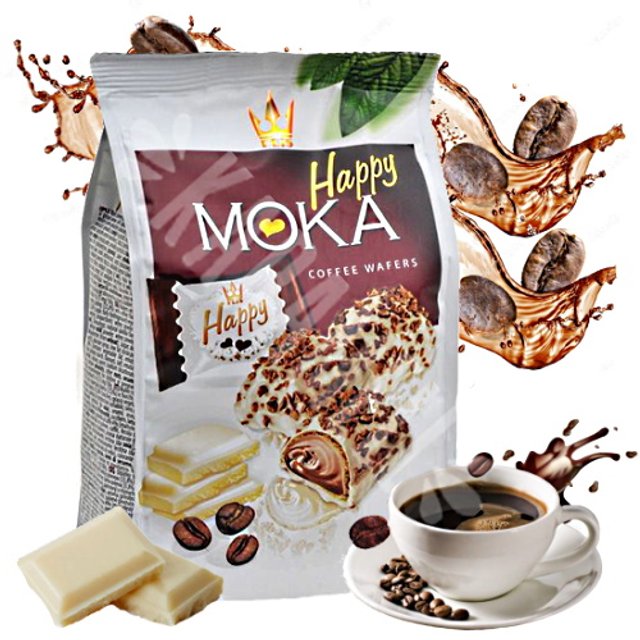 Biscoitos Wafers Happy Moka Coffee - Flis - Polônia  