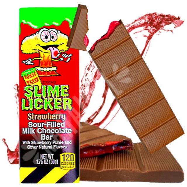 Slime Licker Strawberry Sour Milk Chocolate Bar Toxic Waste - Espanha ...