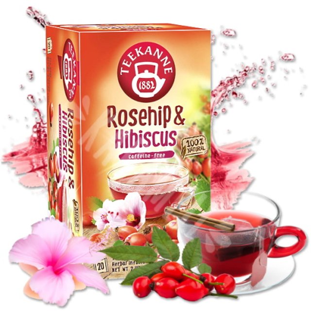 Chá Rosehip & Hibiscus Caffeine-Free - Teekanne - Importado Alemanha