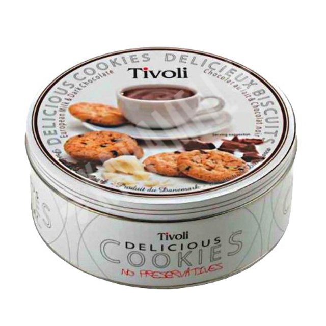 Cookies com Chocolate ao Leite e Meio Amargo - Tivoli - Dinamarca 