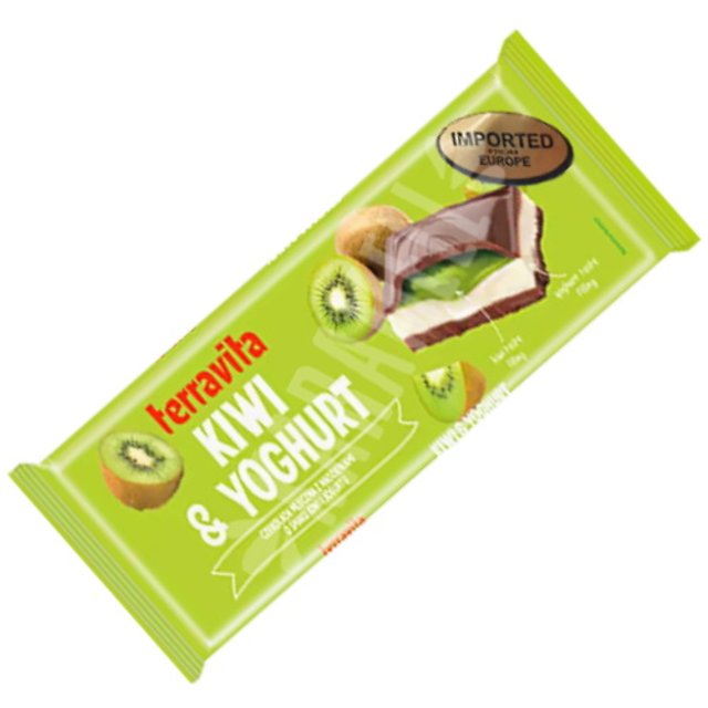 Chocolate ao Leite Terravita Kiwi Yoghurt - Importado Polônia