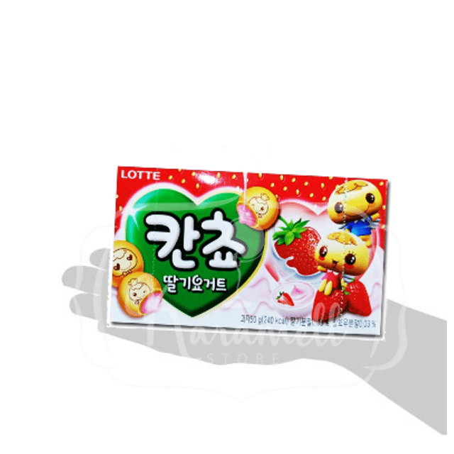 Kancho Lotte - Biscoito Sabor Morango - Importado da Coreia