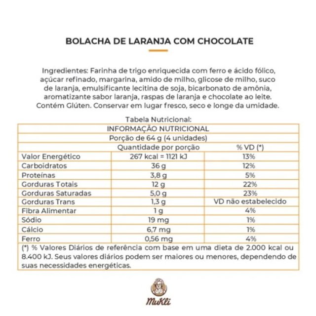 Biscoito Laranja Chocolate Premium Chocolletas - Mukli Alfajores