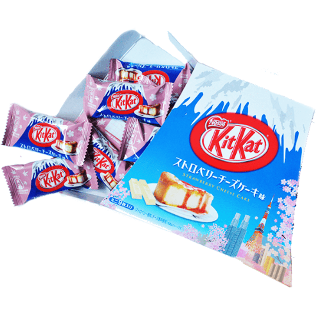 Kit Kat Strawberry Cheesecake - Chocolate Branco e Cheesecake Morango *Edição Limitada* Importado do Japão