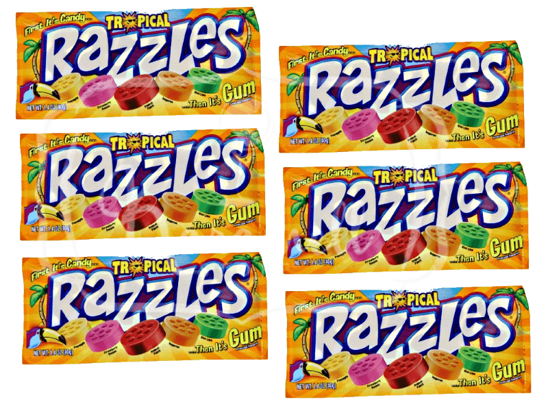 Razzles Tropical Frutas Candy & Gum - ATACADO 6X - Importado USA ...