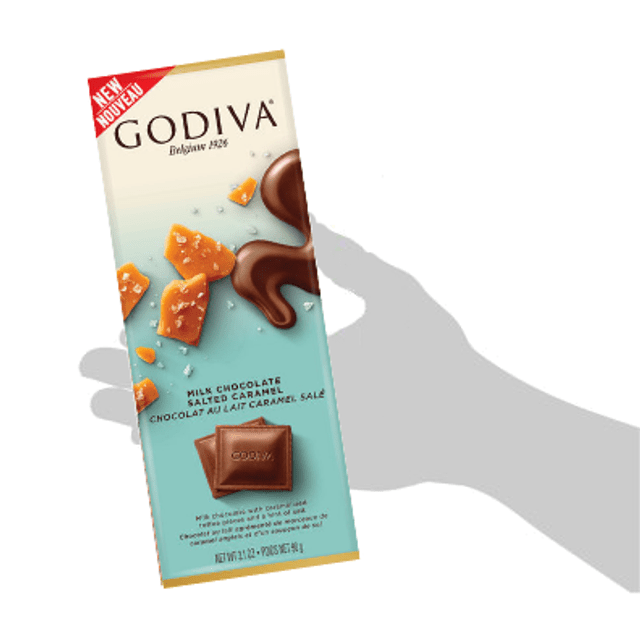 Godiva Milk Chocolate Salted Caramel Bar 90g - Chocolate & Caramelo Salgado - Importado Bélgica