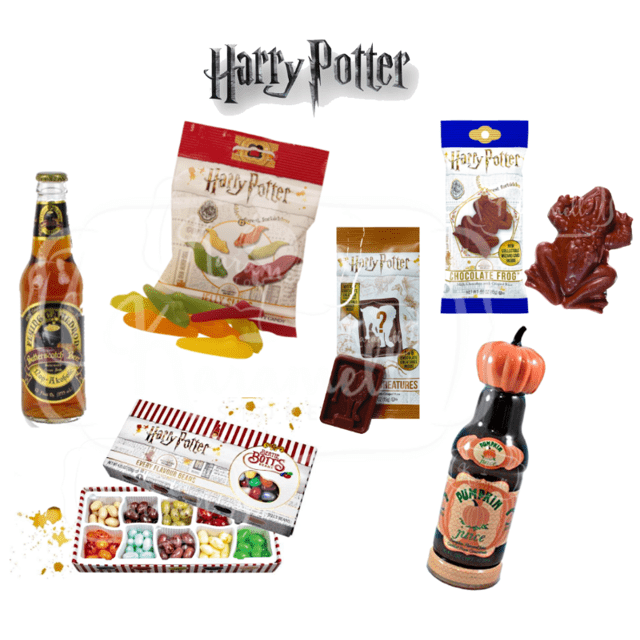 Kit Sexteto Harry Potter - Frog + Feijõezinhos + Creatures +  Slugs + Suco Abóbora + Cerveja Amanteigada - USA