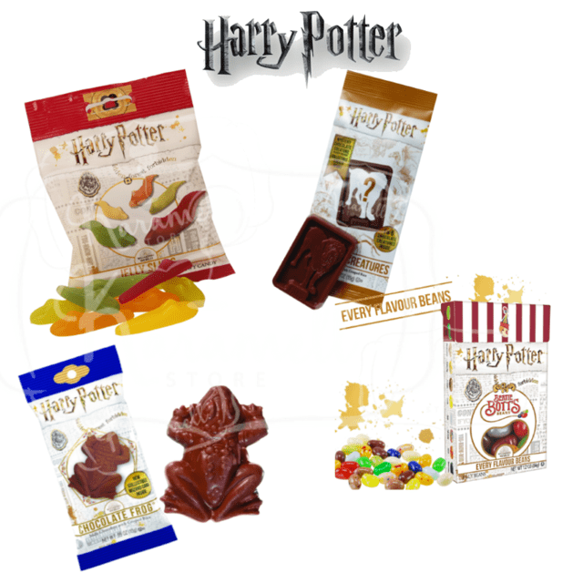 Kit Quarteto Harry Potter - Frog Chocolate + Feijõezinhos + Creatures +  Slugs - USA