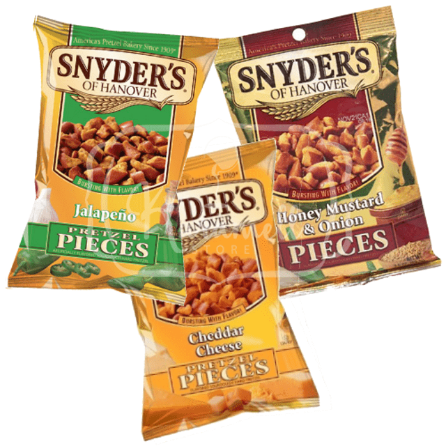 Kit 3 Snyder's Pretzel Pieces - Jalapeño + Cheddar + Honey Mustard Onion