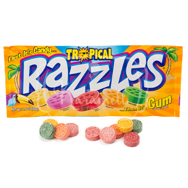 Razzles Tropical Frutas Candy & Gum - ATACADO 12X - Importado USA ...