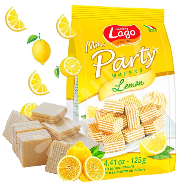 Biscoitos Wafers Mini Party Lemon Gastone Lago - Importado Itália