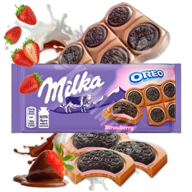 Chocolate Milka Sandwich Oreo Strawberry - Importado Polônia 