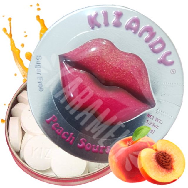 Balas Kizandy Peach Sours - Sabor Pêssego - Importado EUA