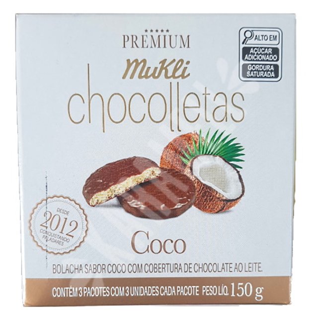 Biscoito Coco Chocolate Premium Chocolletas - Mukli Alfajores