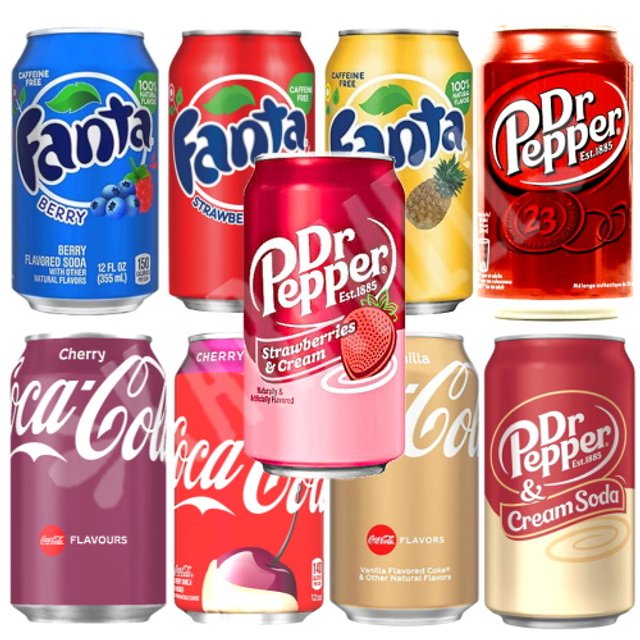 Kit Box 9 Refrigerantes Importados - Coca Fanta Dr Pepper