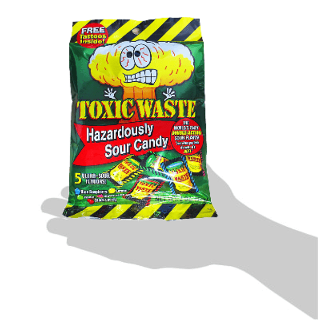 Toxic Waste c/ TATUAGEM - Sour Candy - Balas Ácidas - Importado do Paquistão - 57g