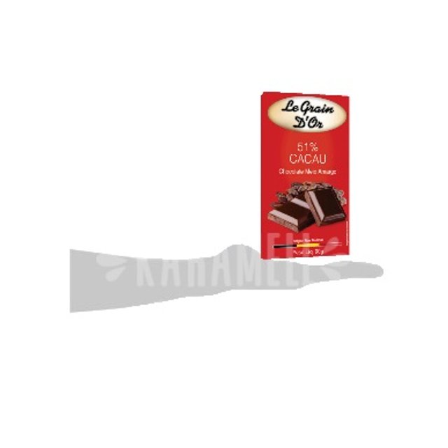 Barra Chocolate Meio Amargo 51% Cacau - Le Grain D'or - Bélgica