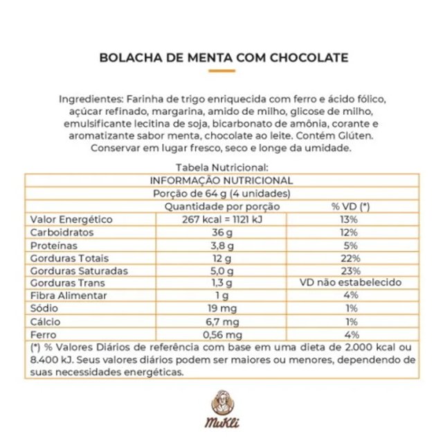 Biscoito Menta Chocolate Premium Chocolletas - Mukli Alfajores