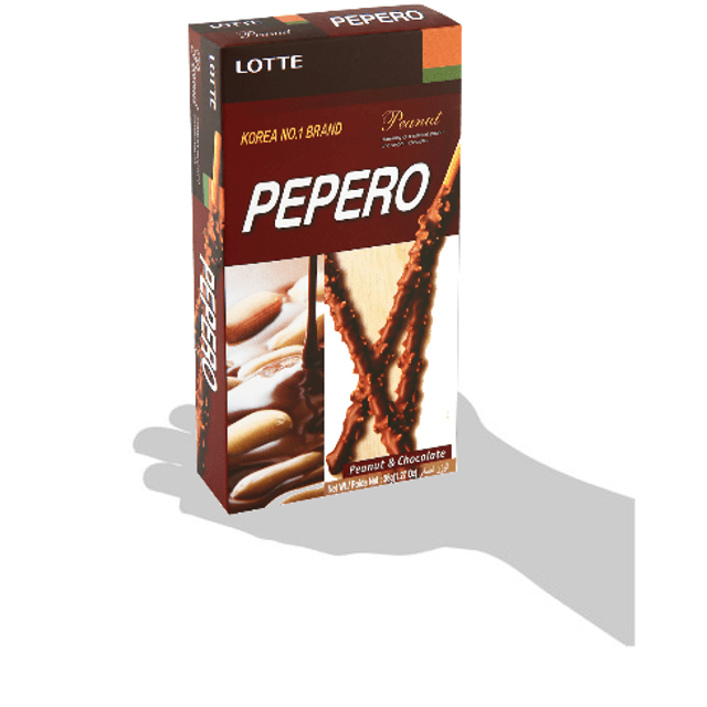Pepero Peanut Lotte - Biscoito Com Chocolate e Amendoim - Importado da Coreia