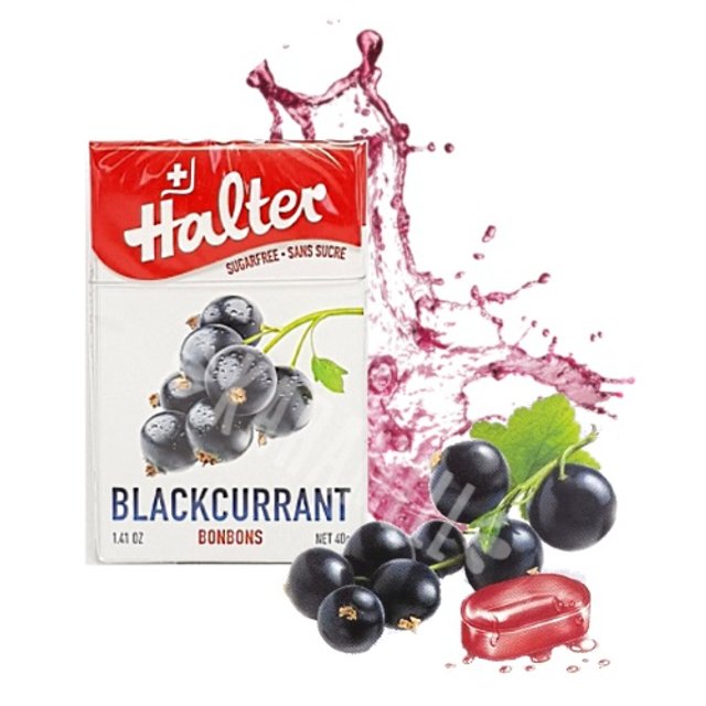 Balas Halter Sugar Free - Blackcurrant - Importado Suíça