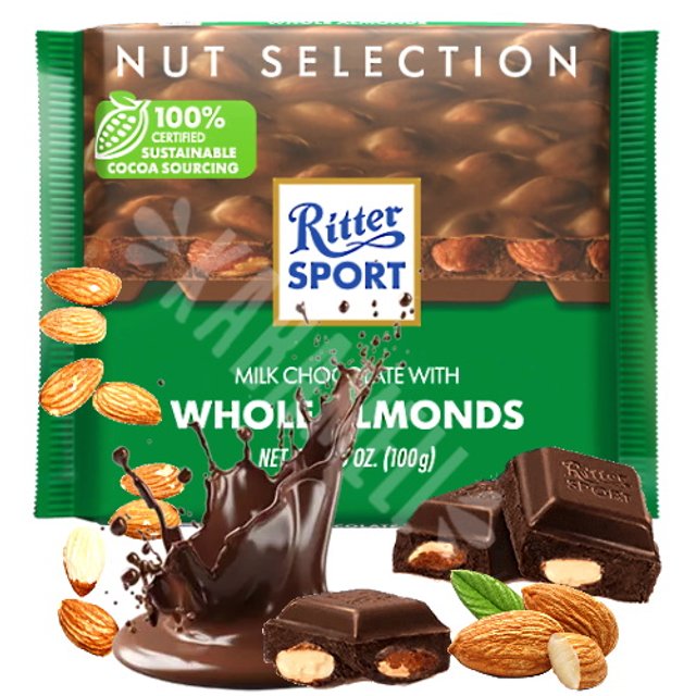 Chocolate Ritter Sport Whole Almonds - Importado Alemanha