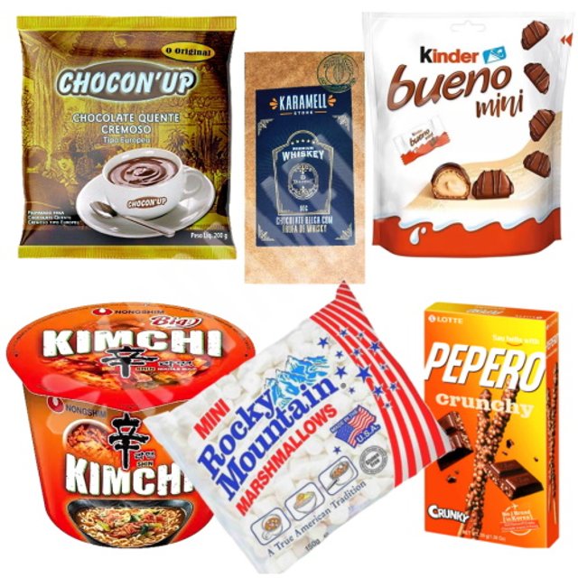 Kit Box 6 Itens - Chocolate Pepero Marschmallow ChoconUp - Importado