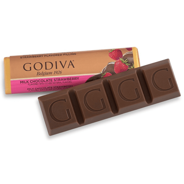 Godiva Milk Chocolate Strawberry Bar - Chocolate ao Leite Com Morango - Importado da Bélgica - 43g