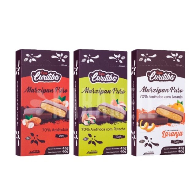 KIT 3 Chocolates Marzipans - Puro, com Laranja e com Pistache
