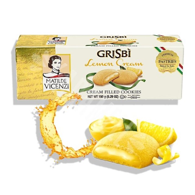 Biscoito Recheado Creme Limão - Grisbi Lemon Cream - Importado Itália