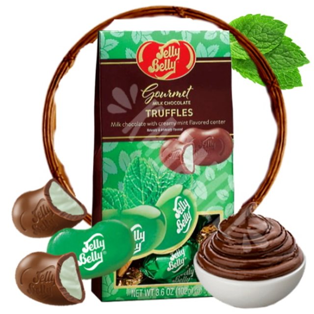 Truffles Milk Chocolate Mint Gourmet - Jelly Belly - Tailândia