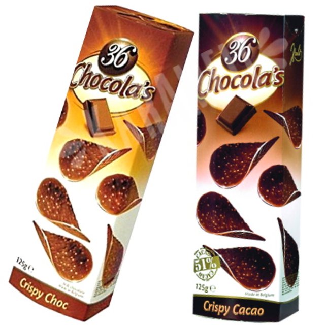 Kit Batatas Chips de chocolate Belga crocantes de avelã - 36 Chocolas Ao leite e Meio amargo - Importado Bélgica