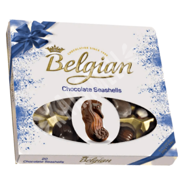 Chocolates Giftbox Belgian Seashells Blue Ribbon - Importado da Bélgica
