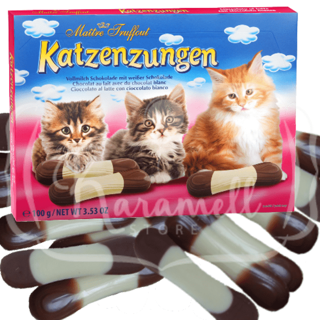 Língua de Gato Katzenzungen Chocolate ao Leite e Branco - ATACADO 12X - Importado