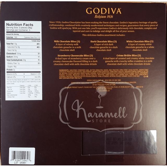 Godiva Assorted Belgium Chocolates - Gift Box - Importado dos EUA