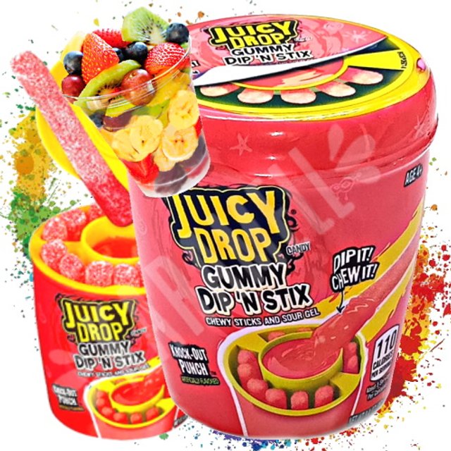 Bala Juice Drop Gummy Dip'n Stix Knock Out Punch - Importado
