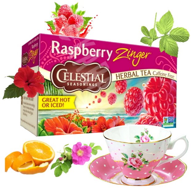 Herbal Tea Raspberry Zinger Chá Celestial Importado EUA Karamell Store