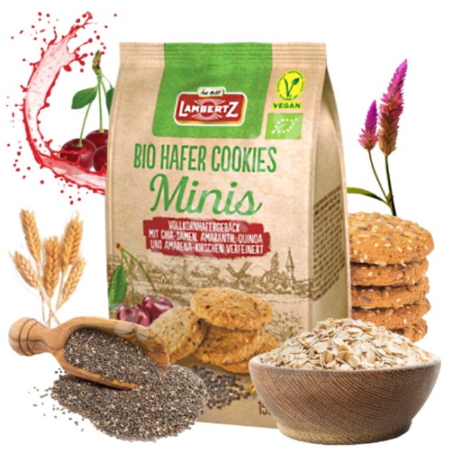 Biscoito Bio Hafer Cookies Minis - Lambertz - Importado Alemanha