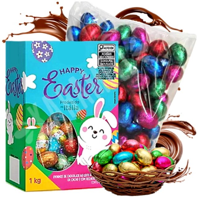  Ovos de Chocolate Premium recheio cremoso 1Kg - Importado Itália - Happy Easter