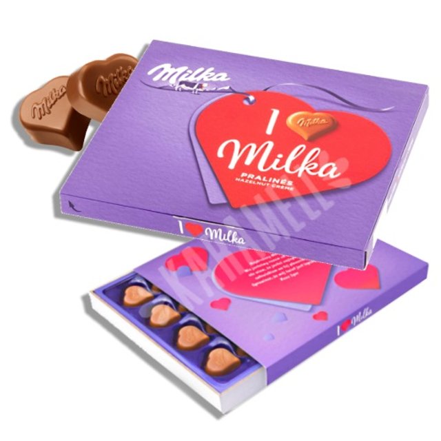 Caixa Giftbox Chocolate Pralines Hazelnut - I Love Milka - Alemanha